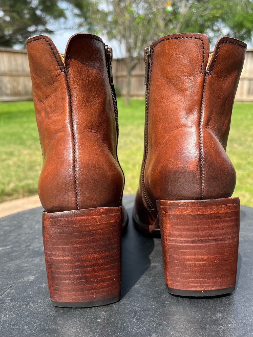 Women’s Brown Leather Block Heel Ankle Boots - Picture 4 of 8